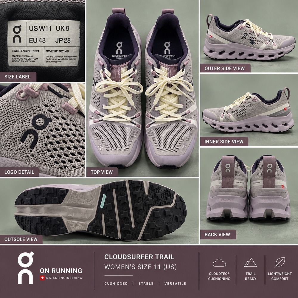 On Running Cloudsurfer Trail Lavender Purple Sneakers 3WE10102149 Womens 11